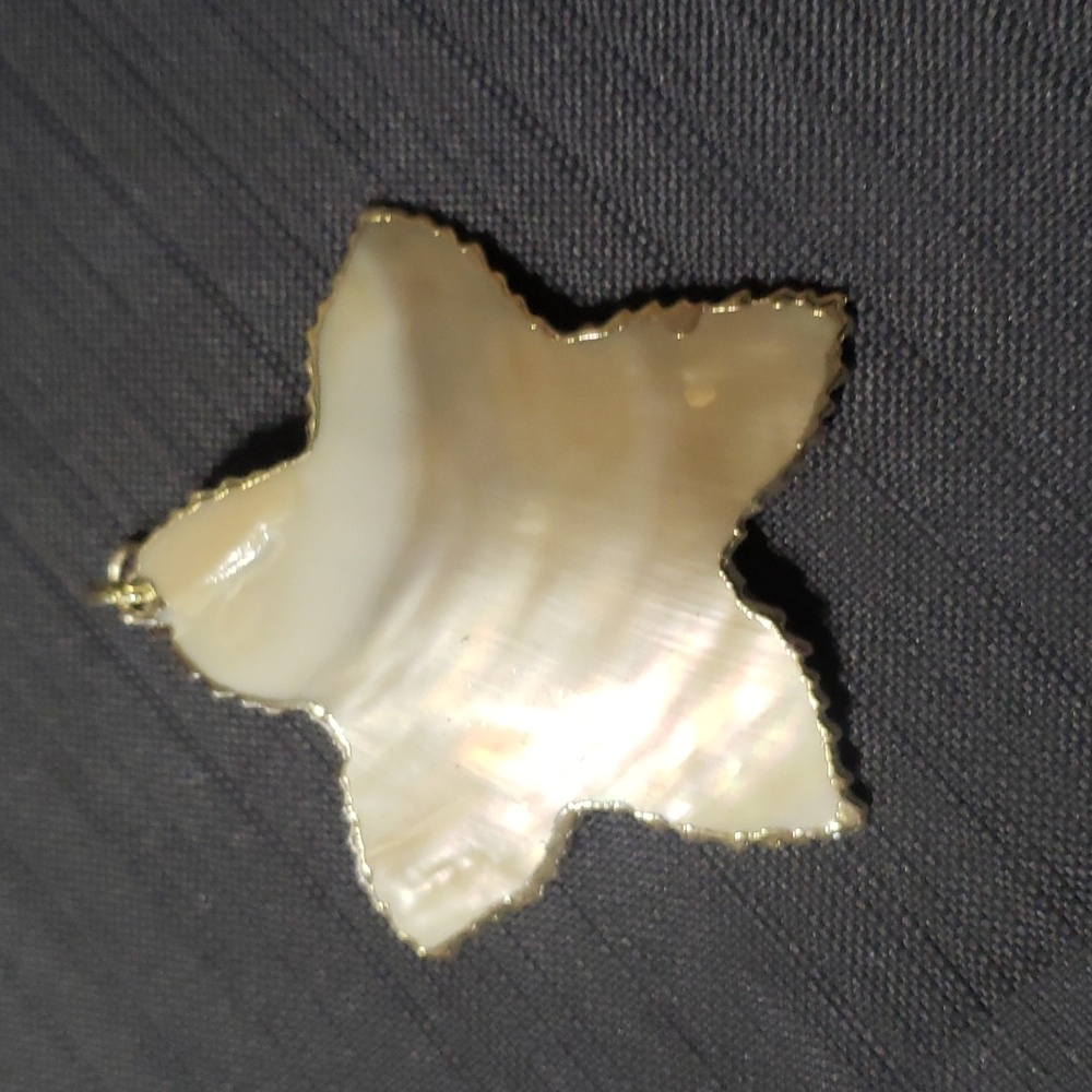Blister Mother of Pearl Shell Pendant. Vintage Star Shaped Pendant.